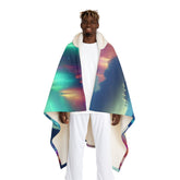’Glimmering Spectrum - Magical Hooded Sherpa Blanket adorned with Iridescent Crystals’